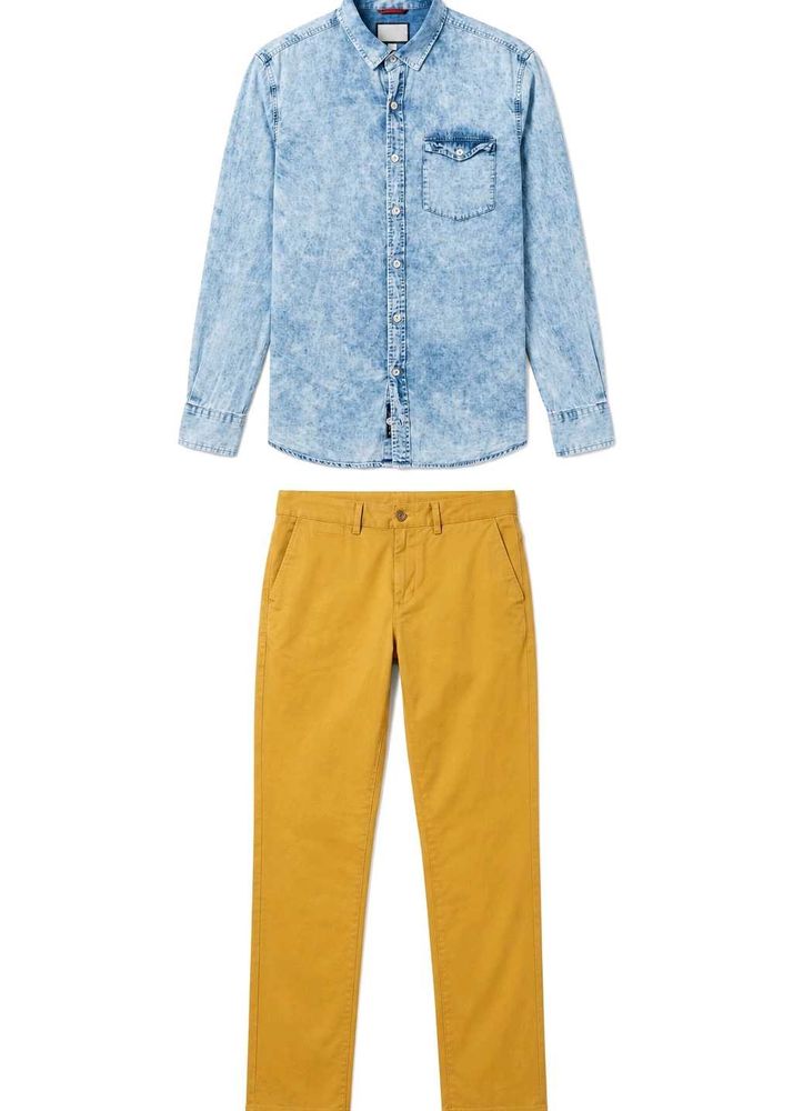 COMBO Men's Denim Shirt + Khaki Chinos