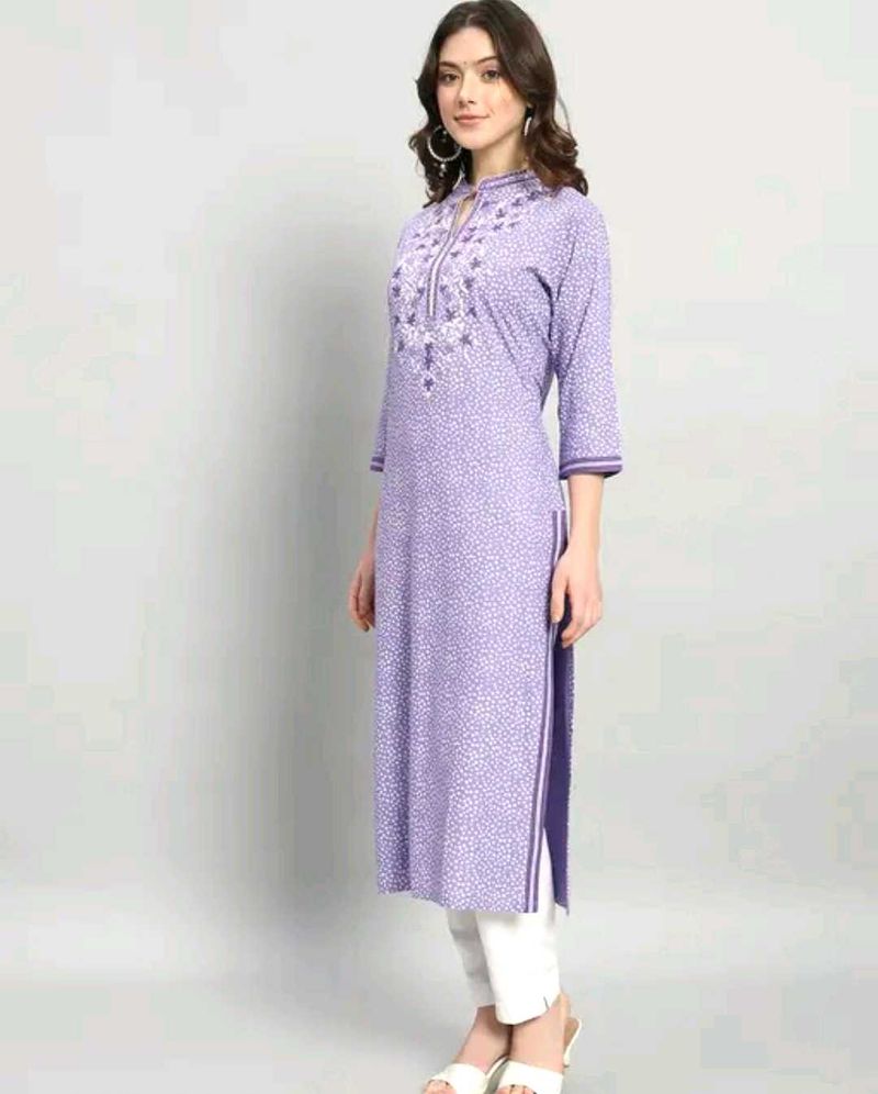 Elegant Lavender Embroidered Kurta