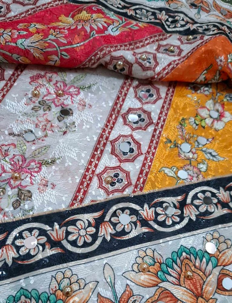 Kashmiri embroidered mirror dupatta