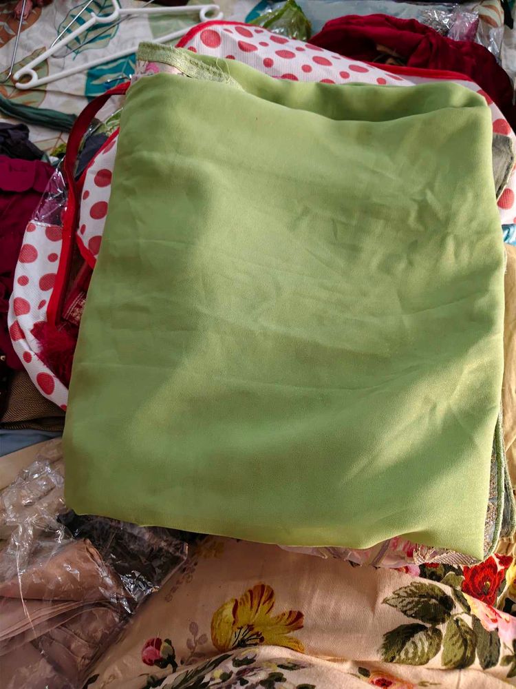Beautiful Plain Green saree