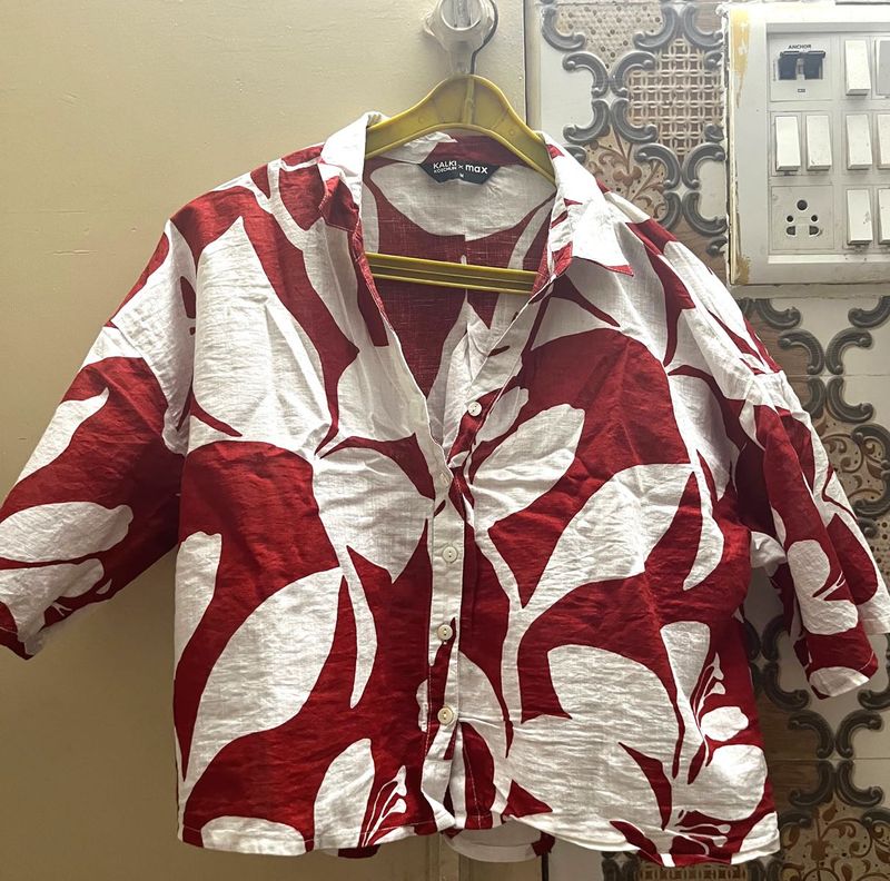 Kalm-Max Leaf Print oversized Shirt