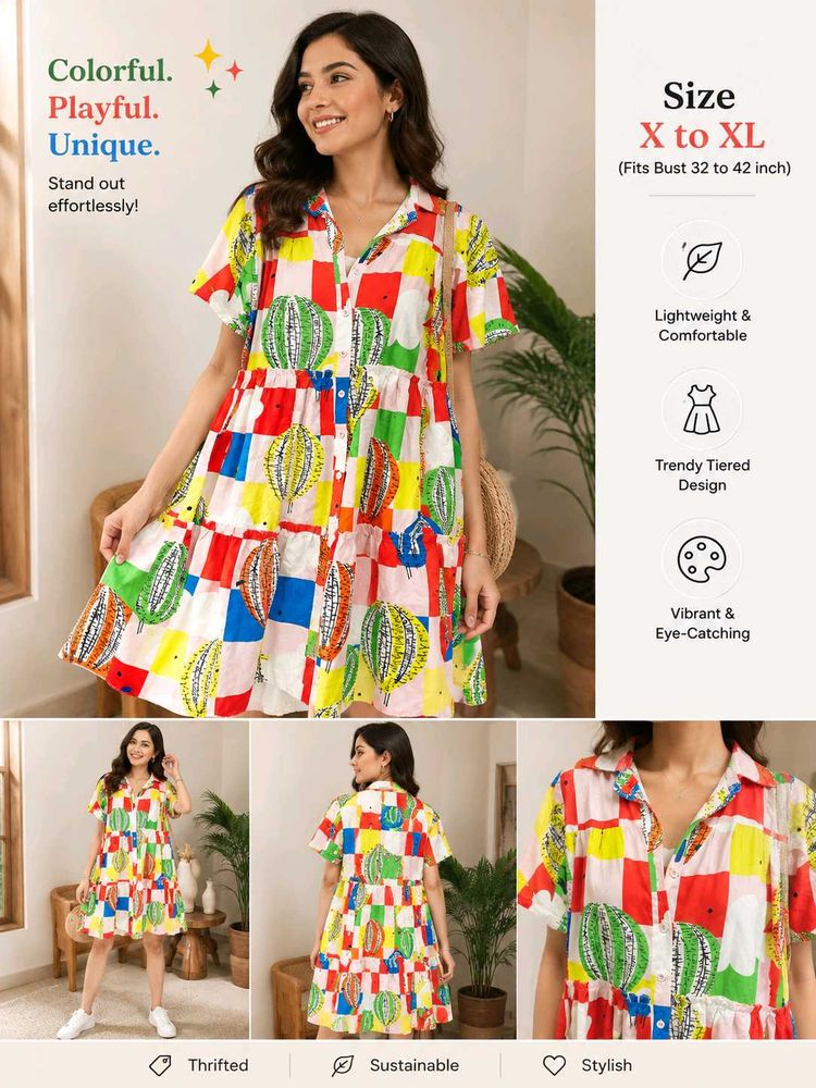 Colorful Tiered Mini Dress