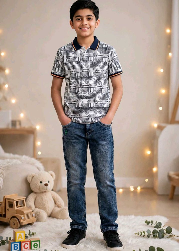 Stylish Boys Polo Shirt &amp; Jeans Outfit