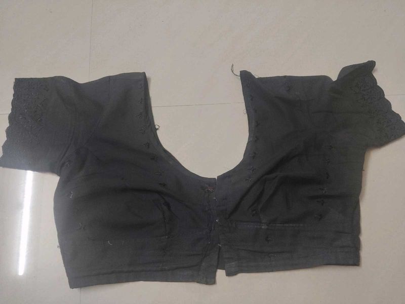 Dark Grey Embroidered Blouse