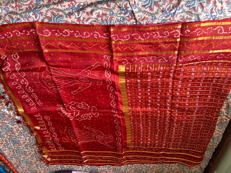 Pure silk bandhej gharchola saree