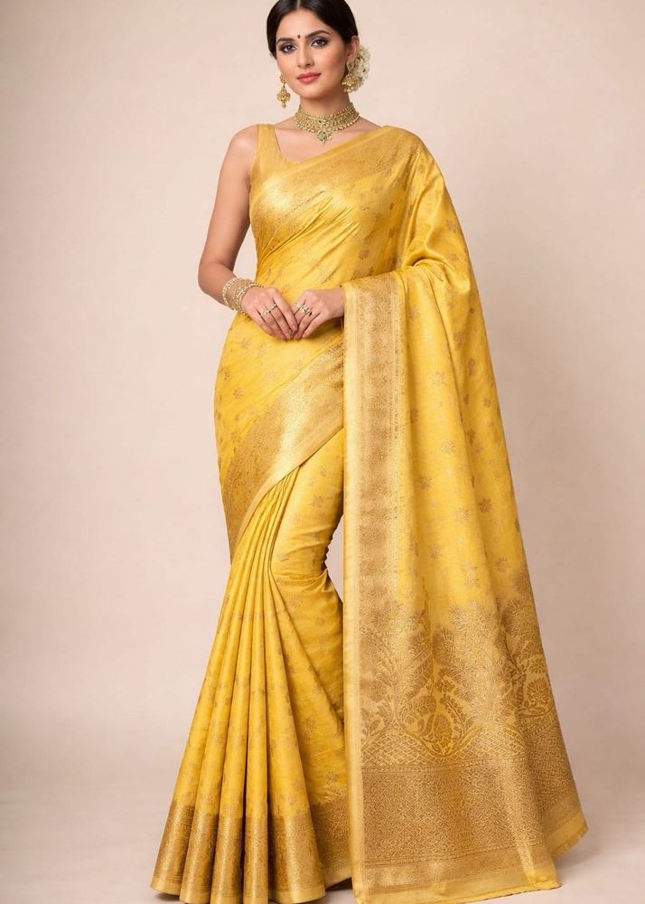 Yellow Silk Saree ( attached blouse)