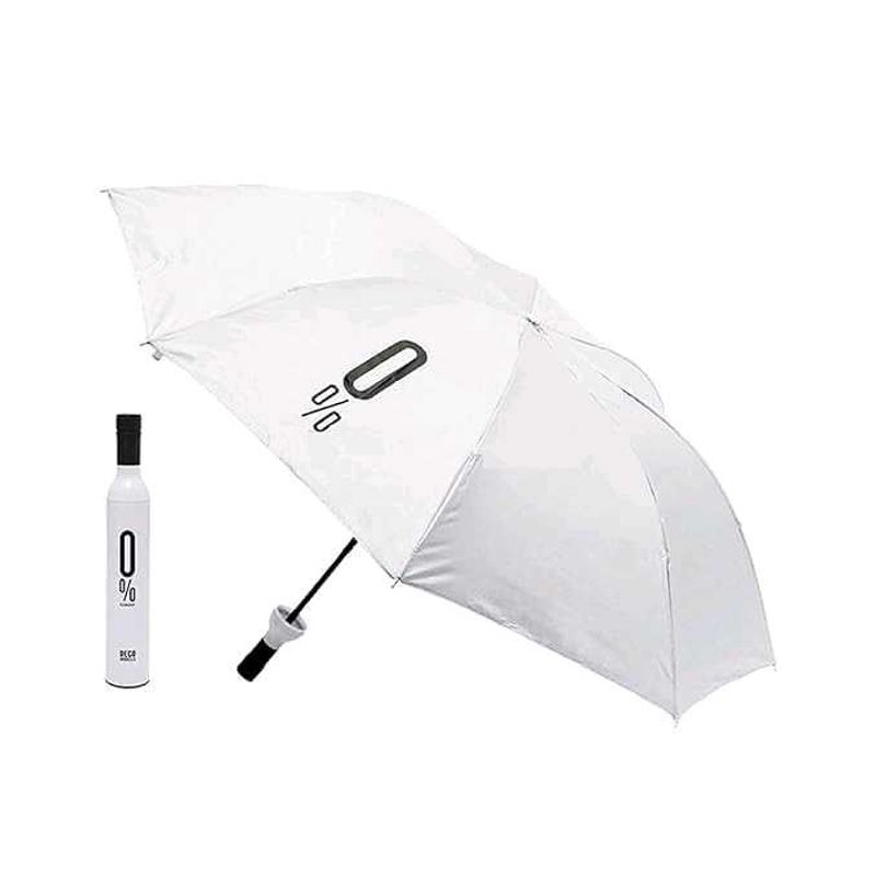 Compact White Umbrella with Bottle Case