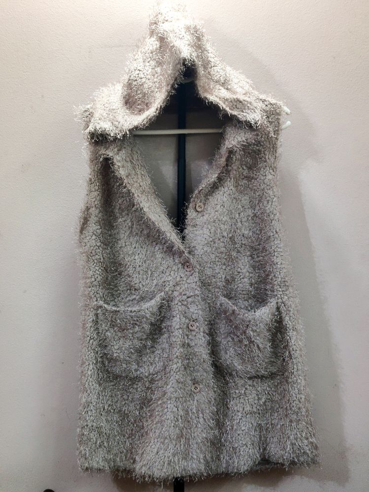 imported Sherpa Faux Fur Hooded Fleece Vest