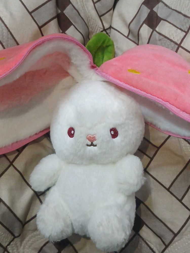 Adorable Bunny Plush Toy with Strawberry Bag