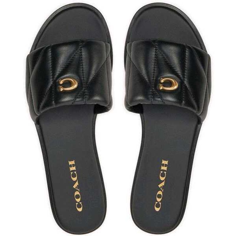 Coach Black Quilted Slide Sandals