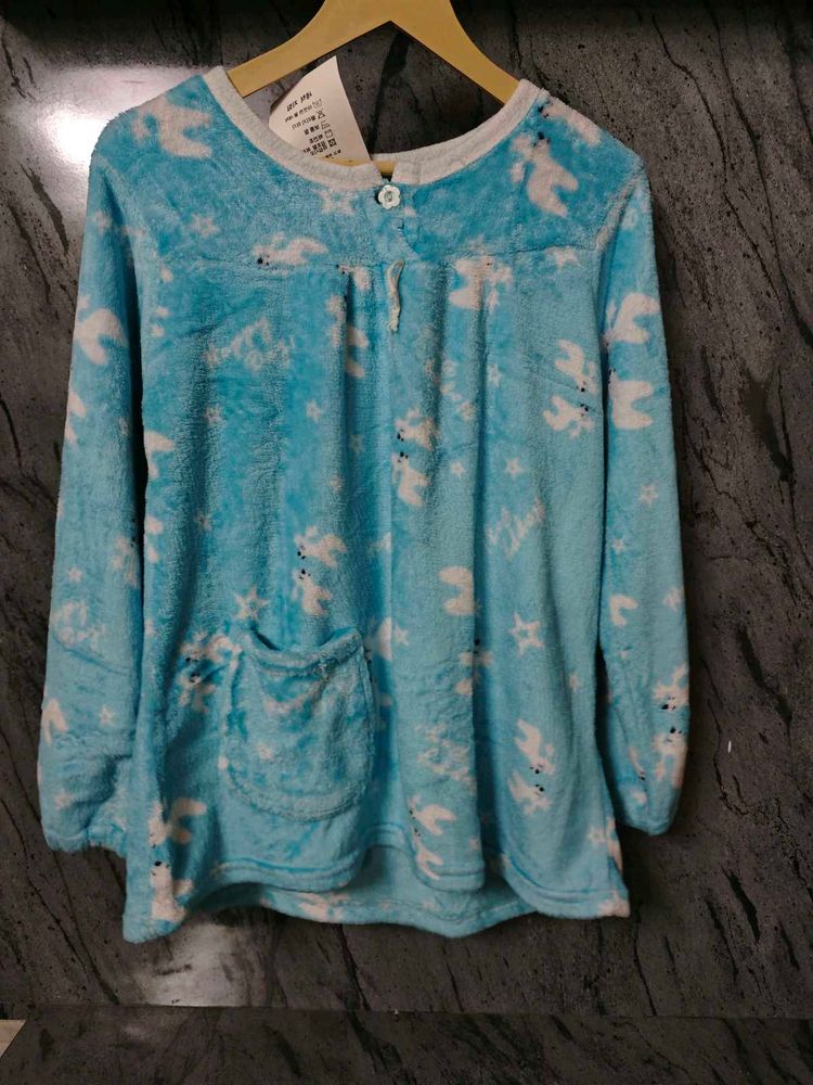 Cozy Blue Fleece Pajama Top