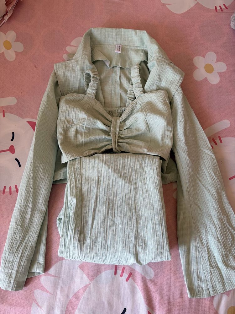 ,sage 3 piece co ord set for women