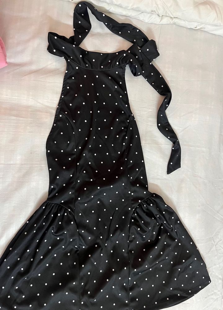 littlebox Polka Dot Halter Neck Backless Mini Dres