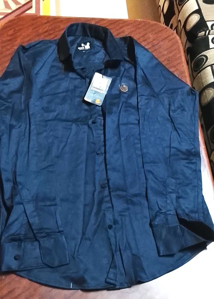 Classic Navy Blue Button-Up Shirt new no use