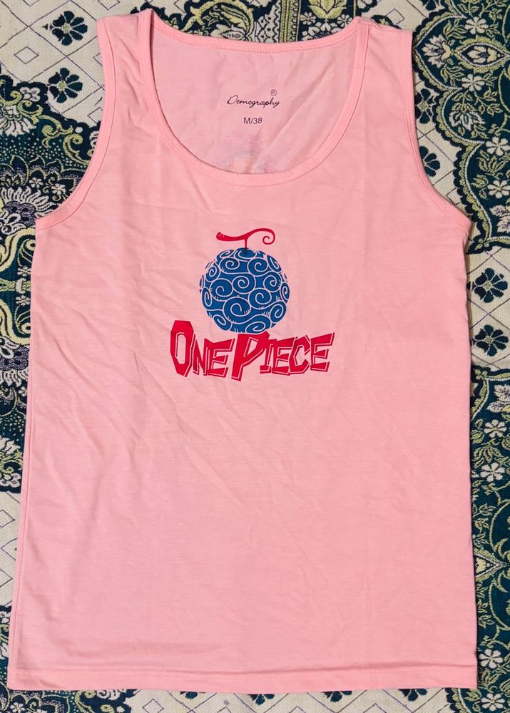 Pink One Piece Graphic Tank Top