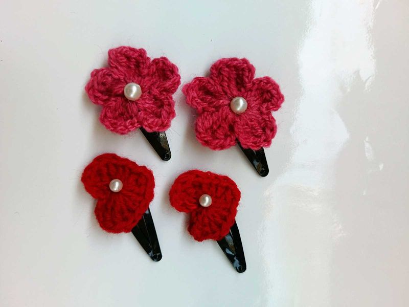 Handmade Crochet Flower Hair Clips