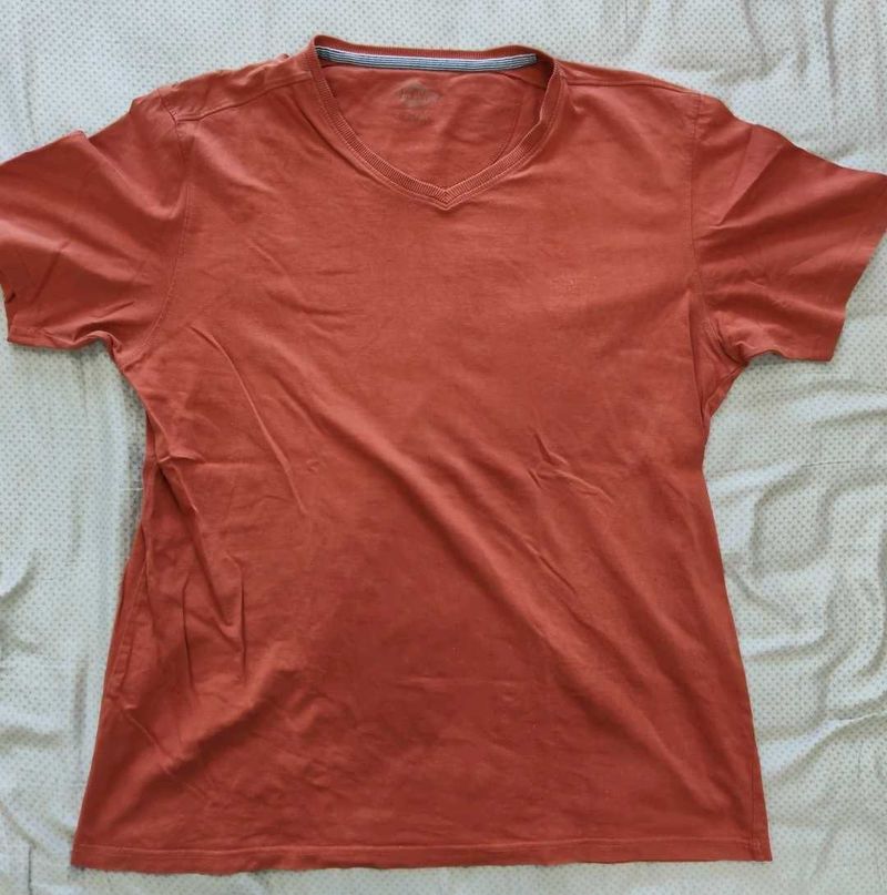 Men's Lee Cooper V-Neck Orange T-Shirt