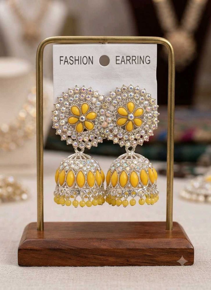 Exquisite Yellow Flower Jhumka Earrings
