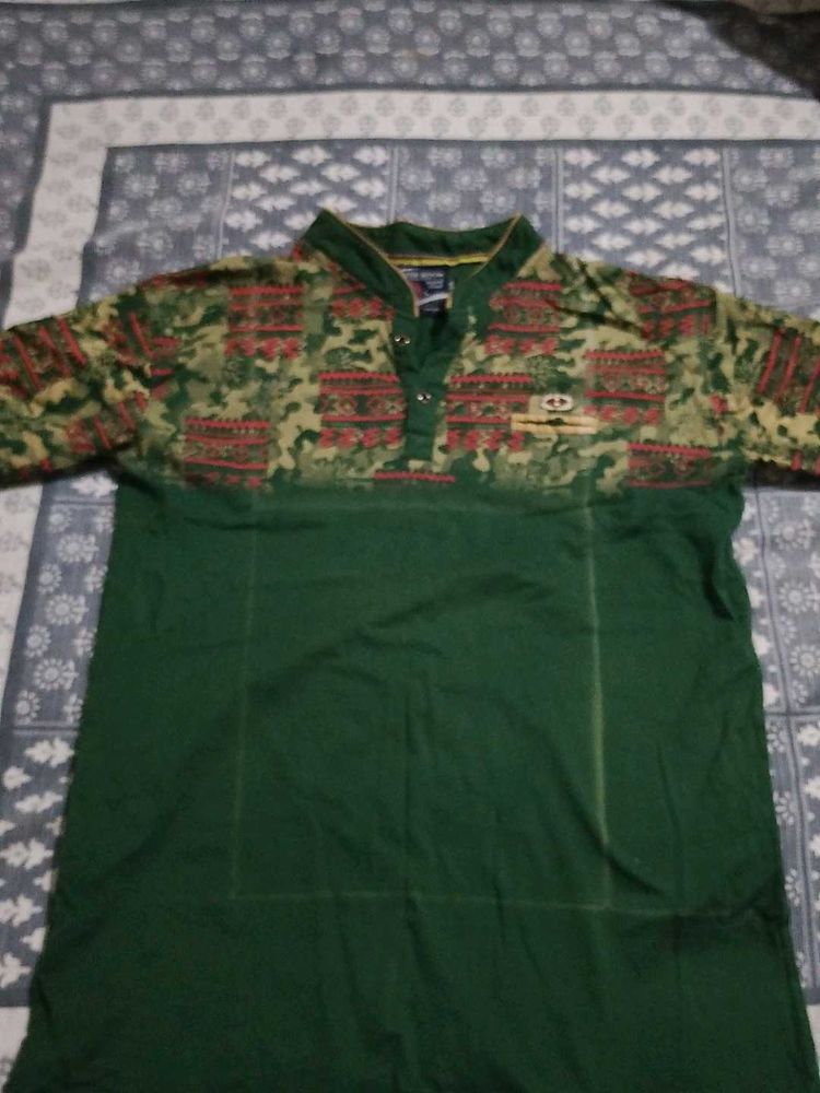 Men's Green Printed Kurta