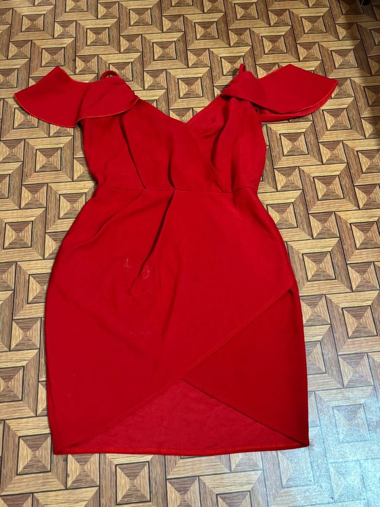 Red Off-Shoulder Bodycon Dress