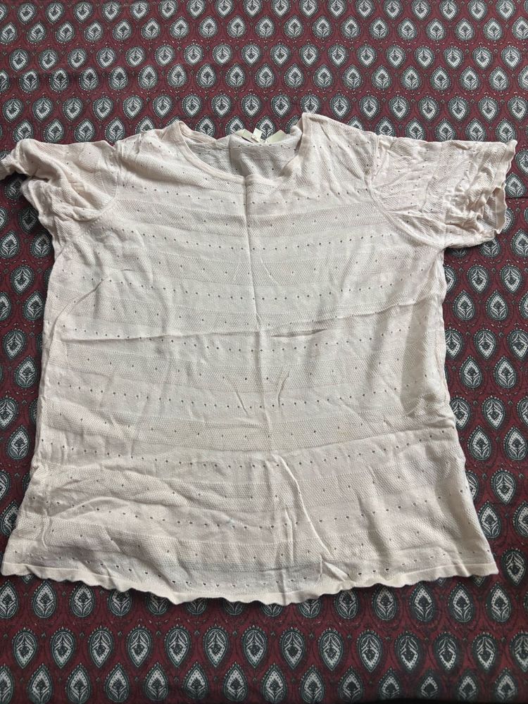 Light Pink Eyelet T-Shirt