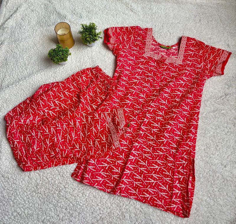 Red &amp; White Night Suit Set