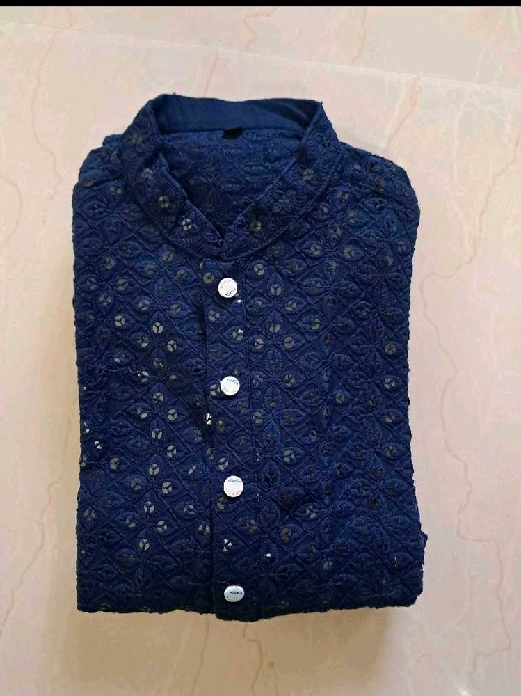 Navy Blue Sequin Kurta