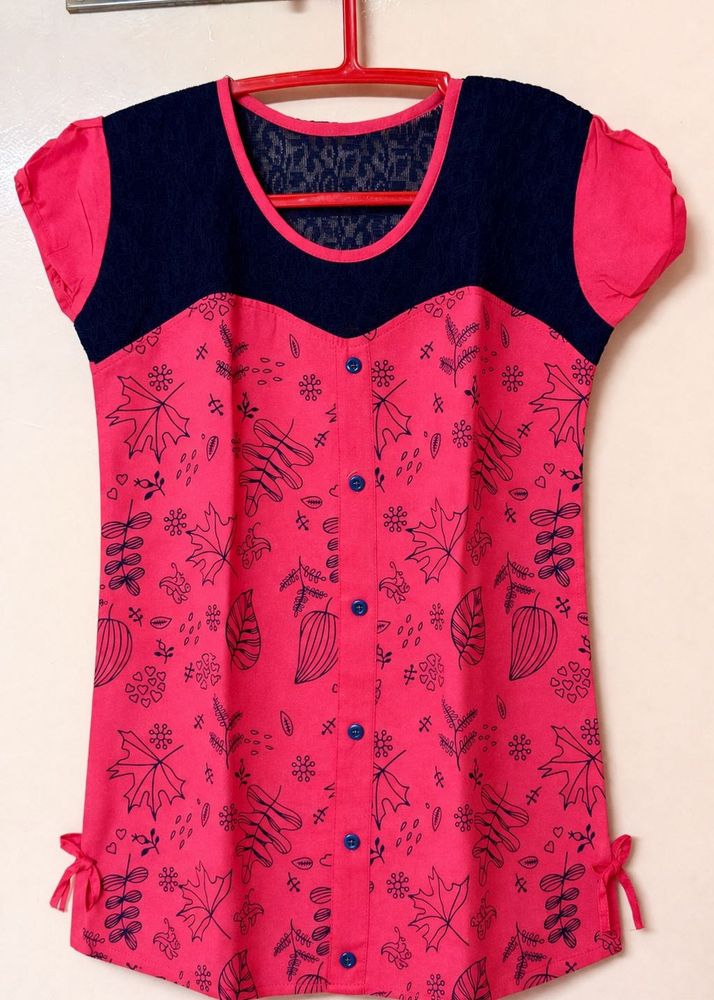 Cute Pink &amp; Navy Kids Top 💕 | Soft Cotton