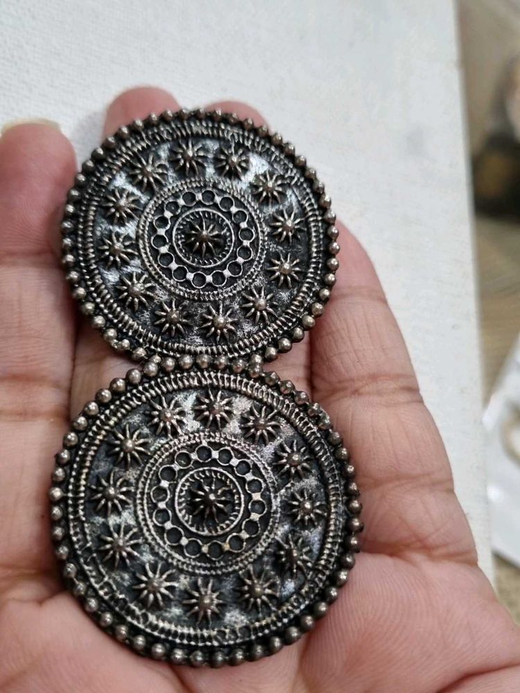 Boho Oxidized Silver Earrings