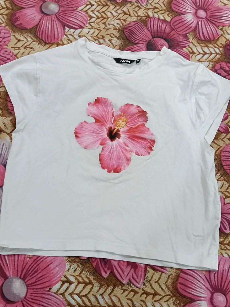 white floral crop top