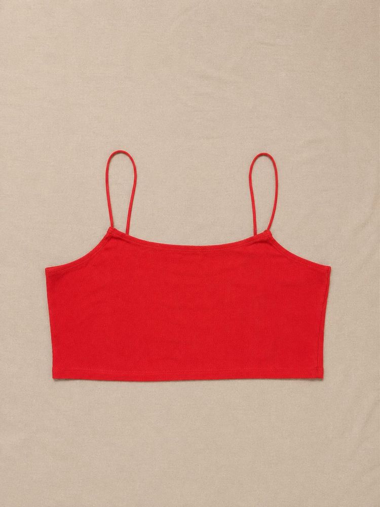 H&amp;M Vibrant Red Spaghetti Strap Crop Top