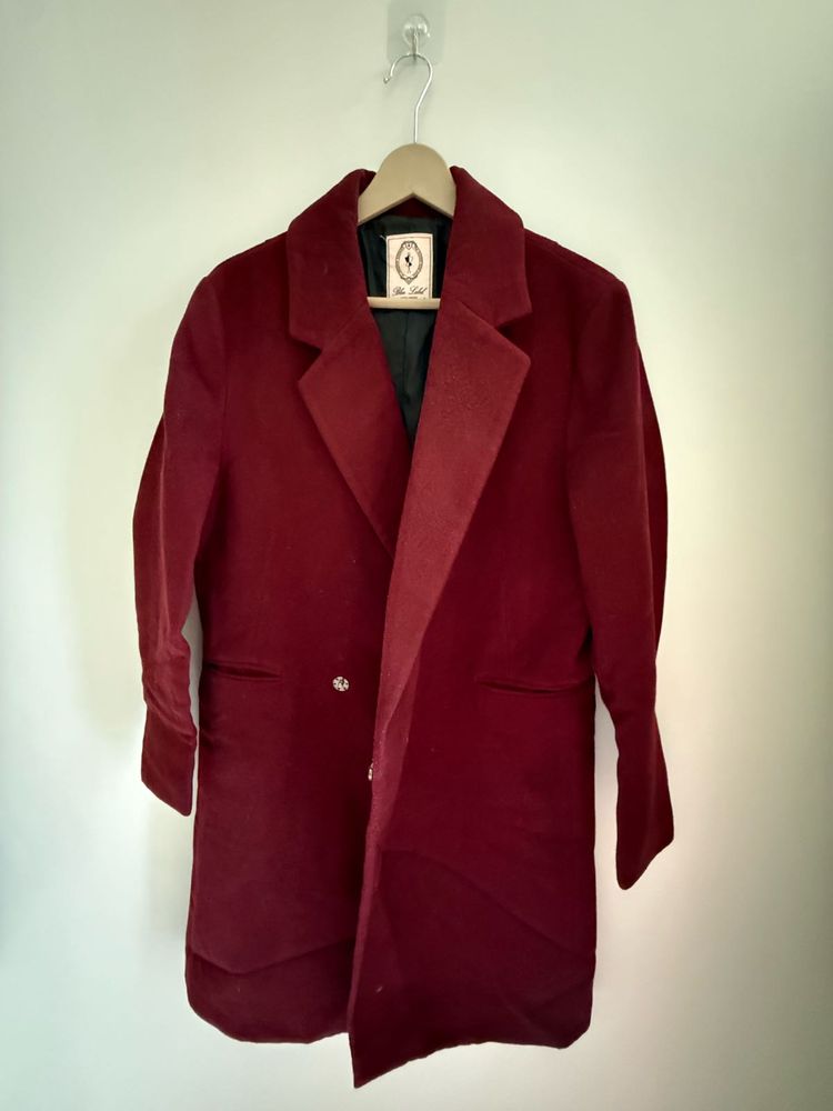 Chic Burgundy Blazer Coat