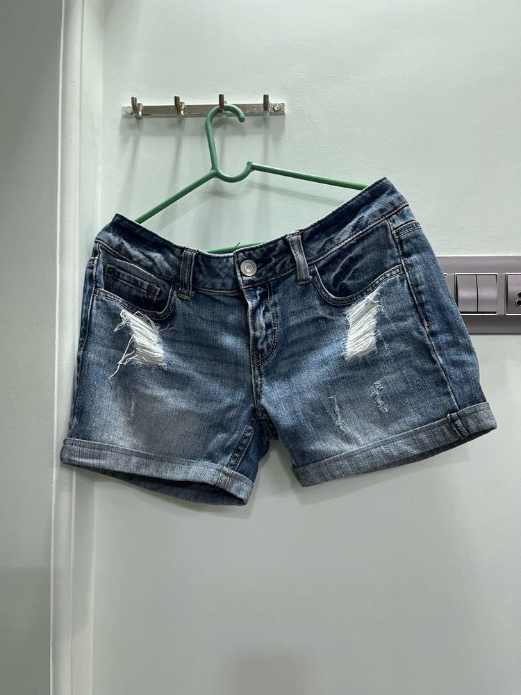 Distressed Denim Shorts