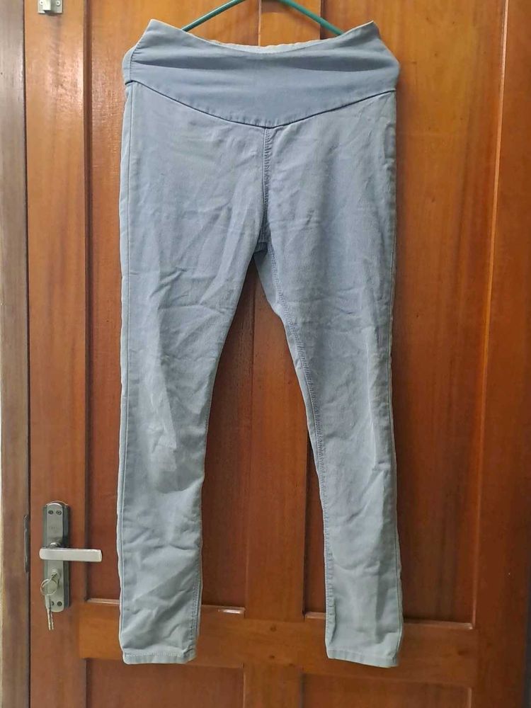 Silver straight Ankle length denim Jeggings
