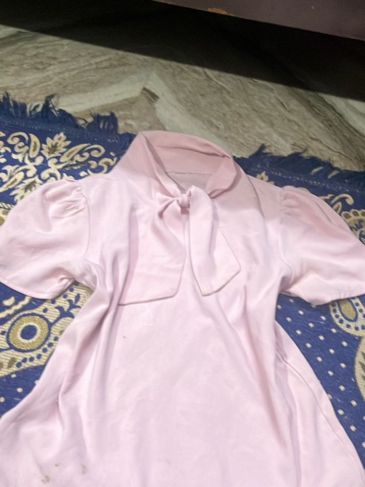 Chic Pink Bow Blouse