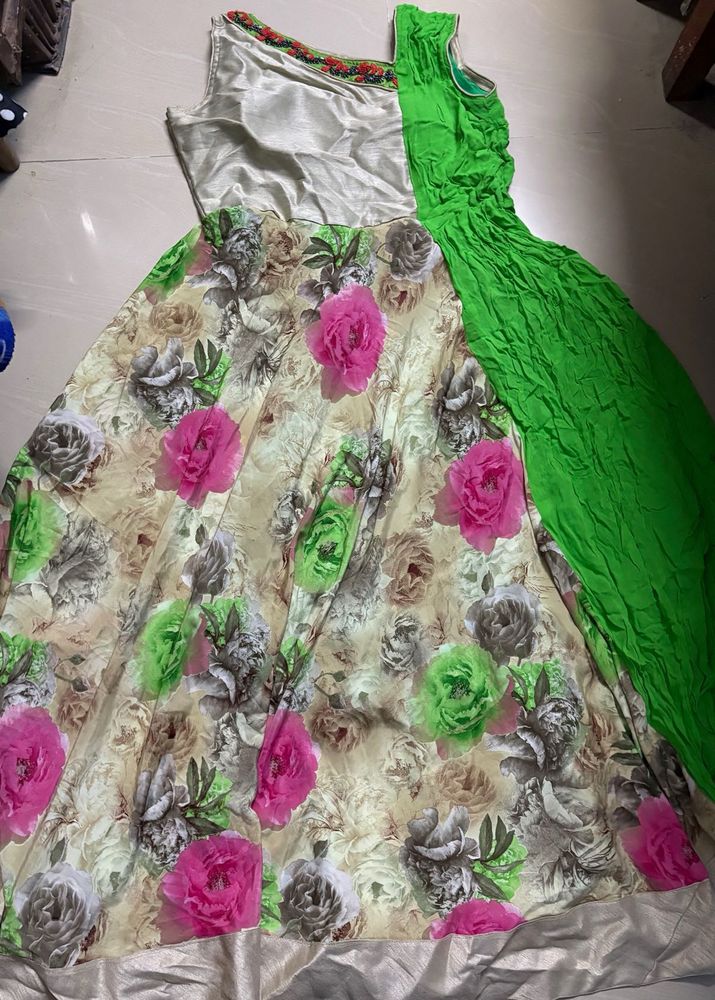 Floral Print Ethnic Gown