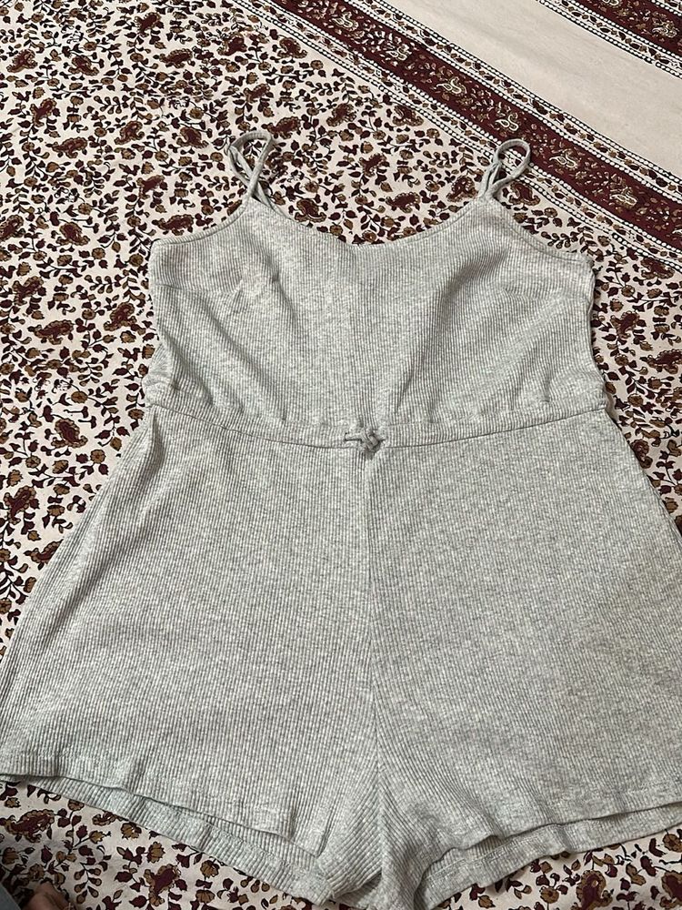 Gray Ribbed Romper