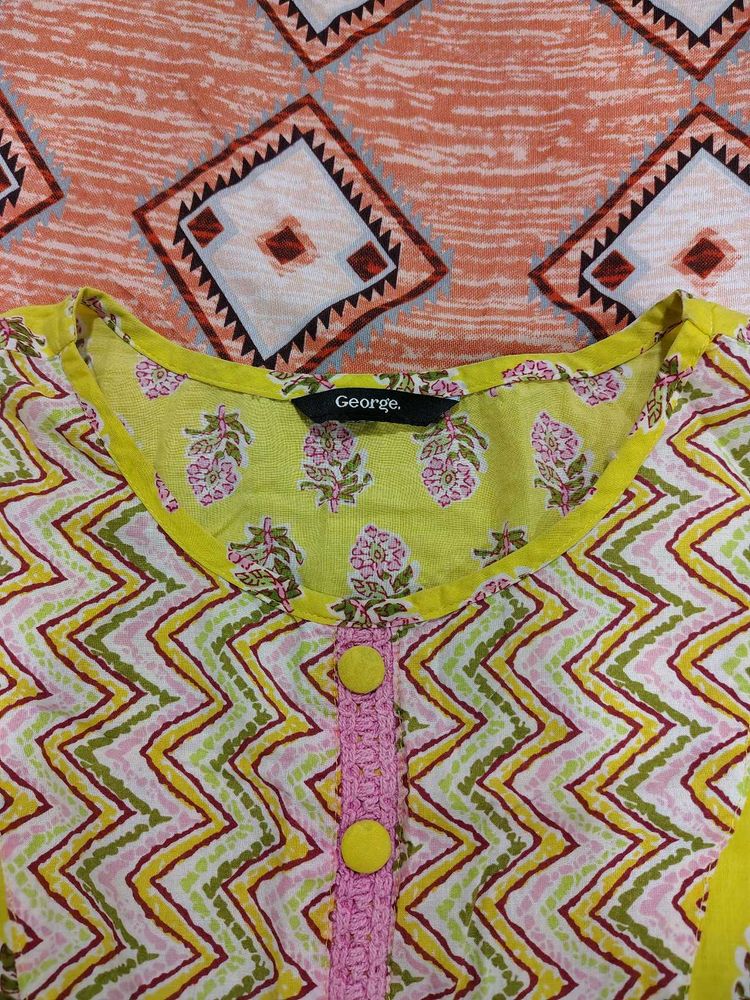 yellow -colored short kurti