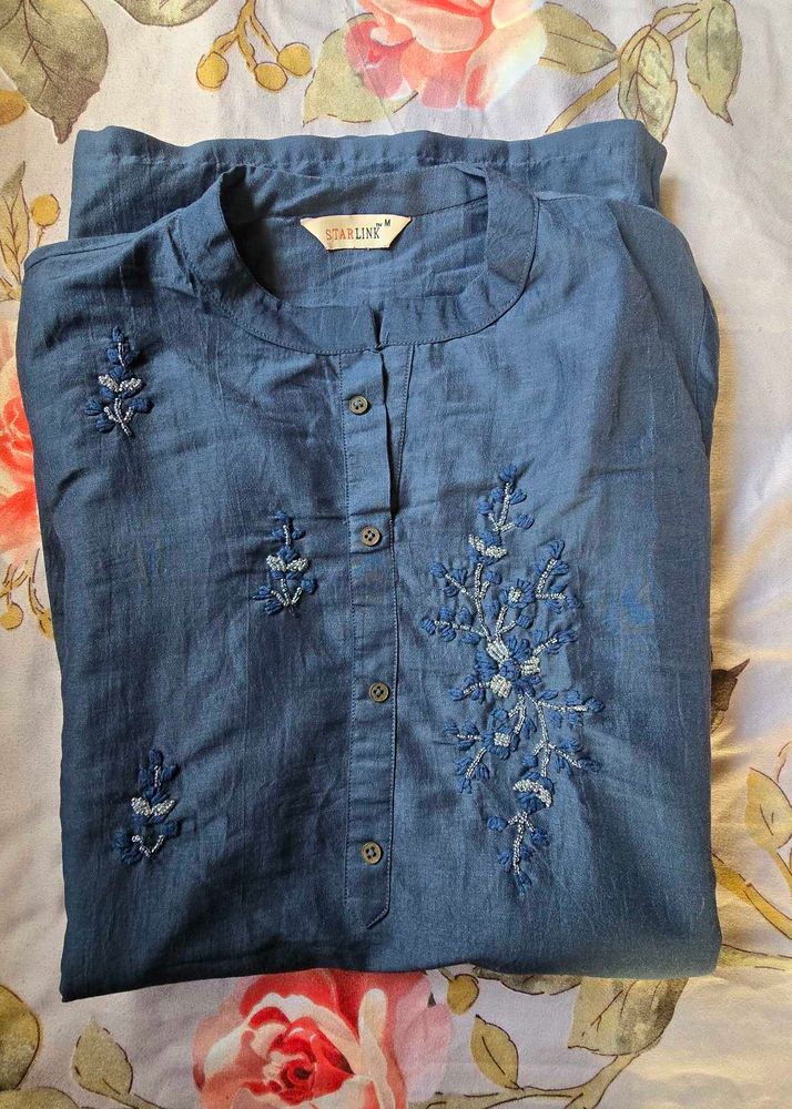 Blue Embroidered Kurta