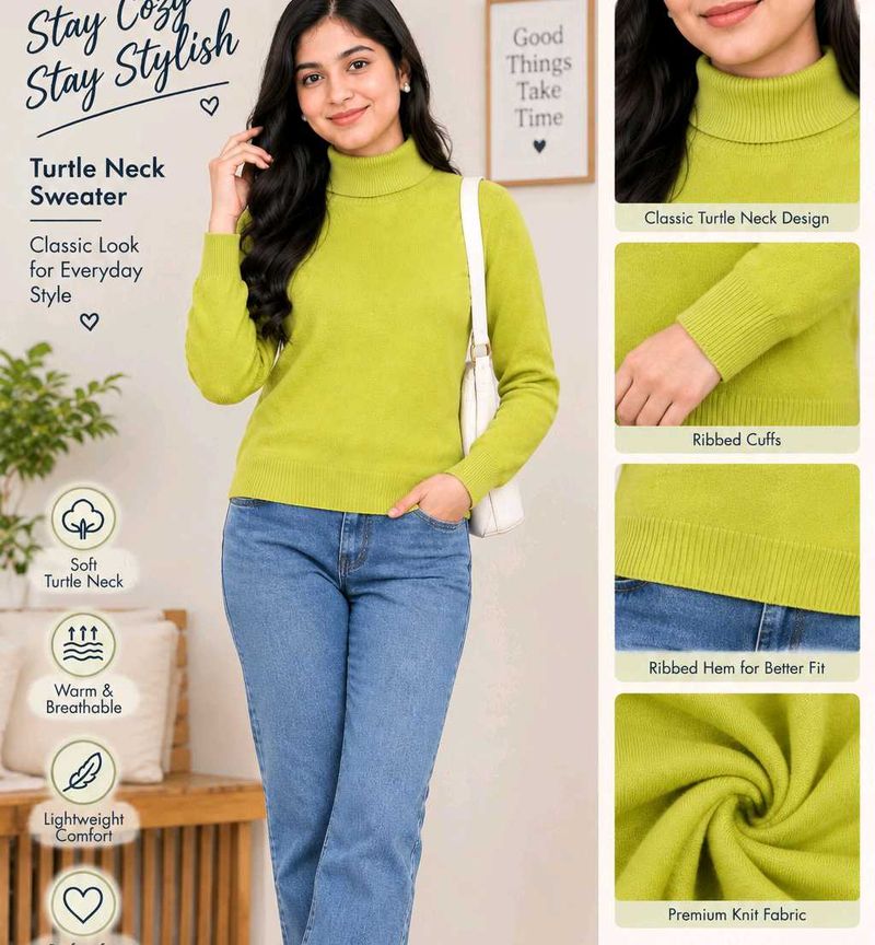Yellow Turtleneck Sweater