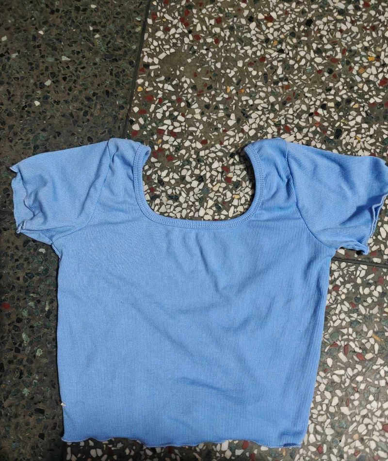 Cute Light Blue Cropped Top
