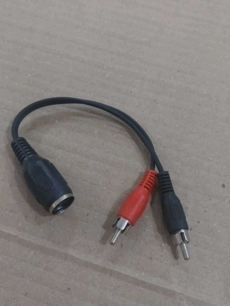 A 5-pin DIN male connector splitting into two