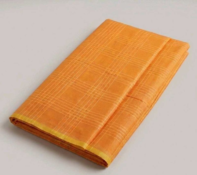 Vibrant Orange Checked Saree