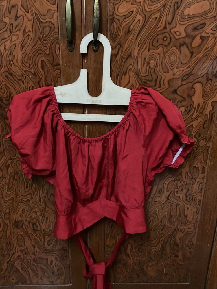 Chic Red Off-Shoulder Crop Top