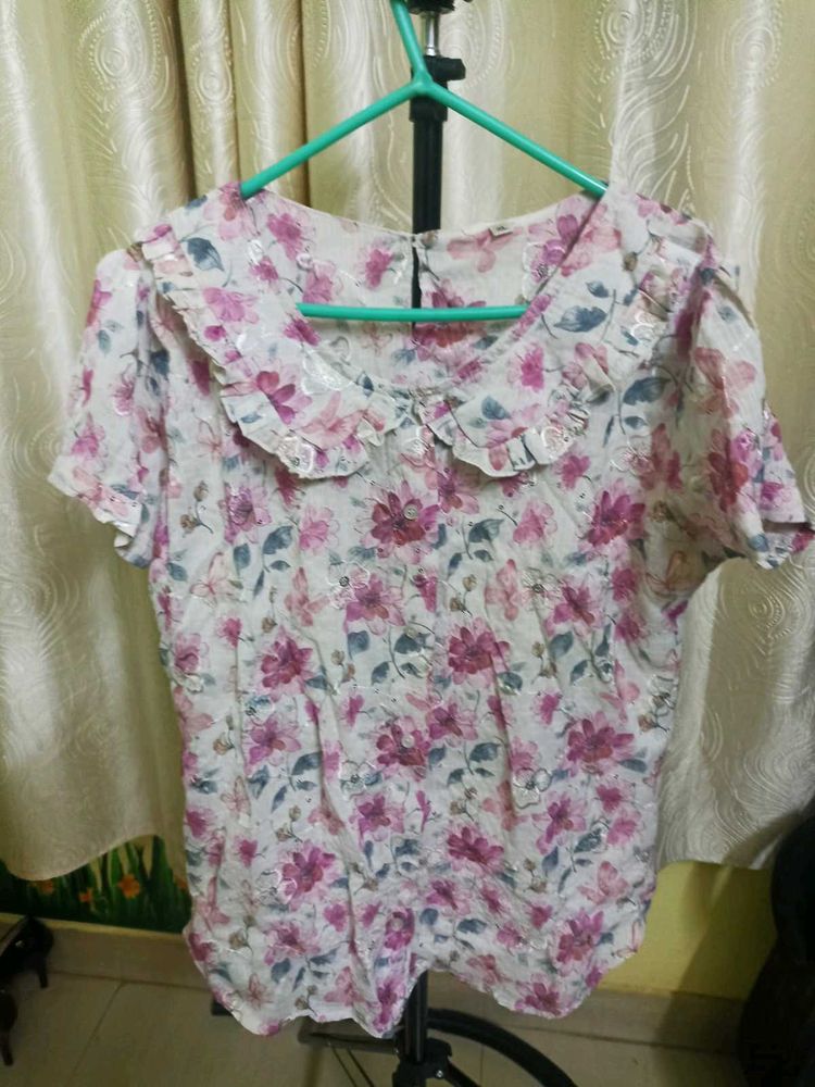 Floral Print Blouse with Sequins