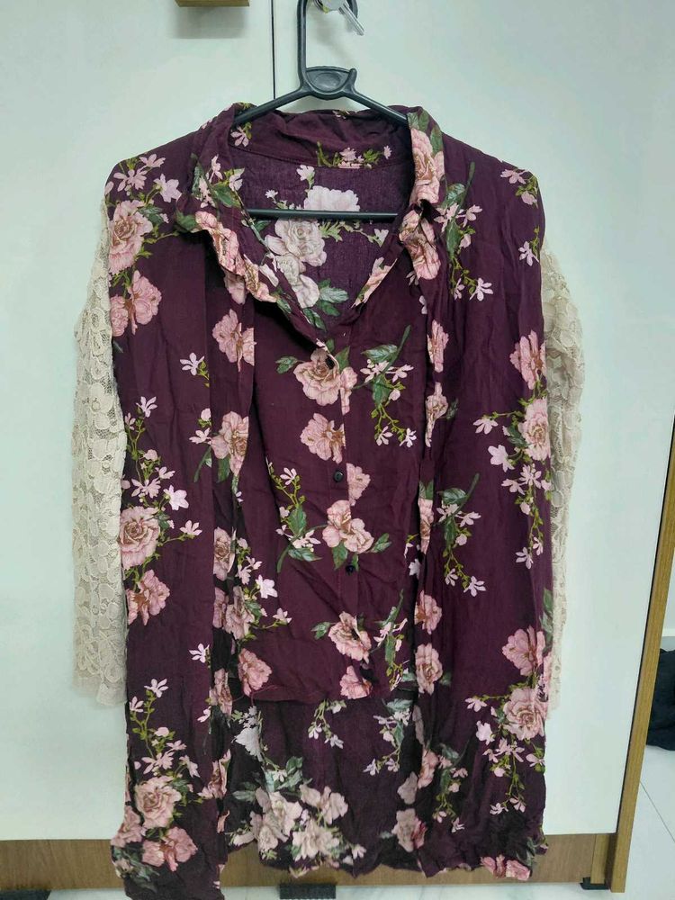 Floral Lace Sleeve Top