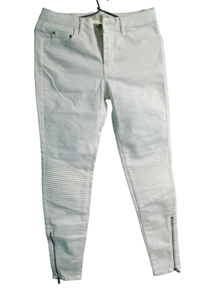 Stylish White Moto Jeans