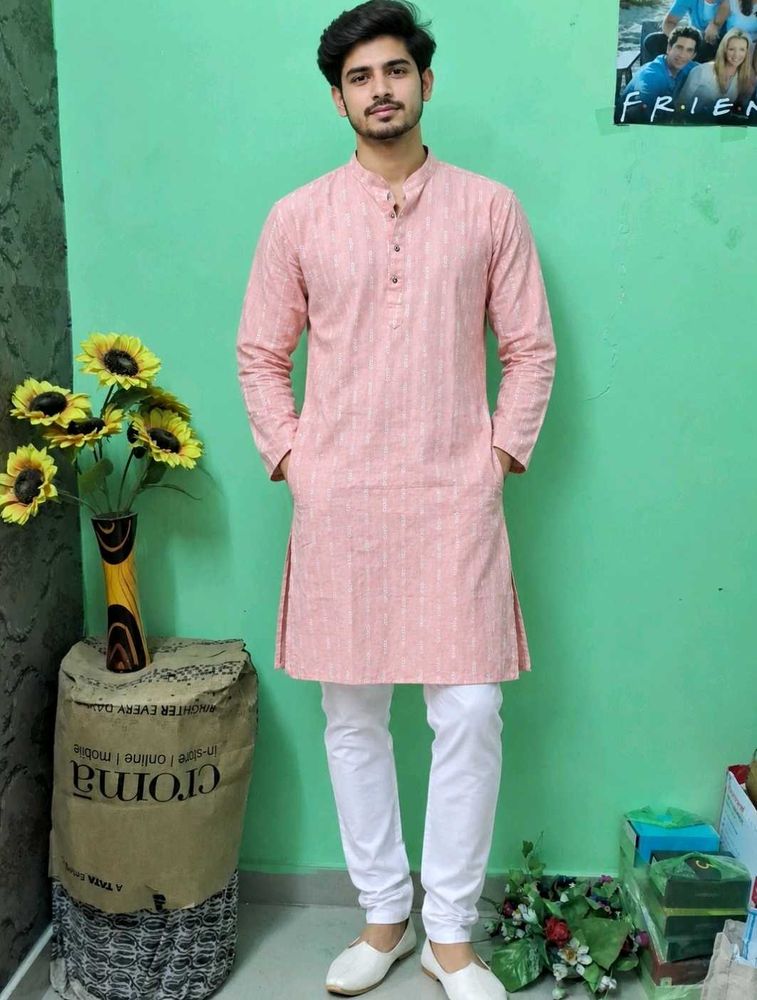Men's Peach Kurta 🩷of 1