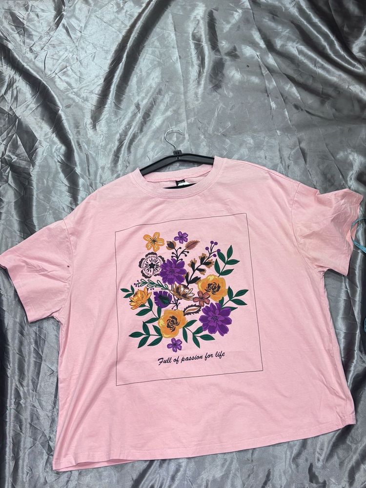 Pink Floral Graphic T-Shirt