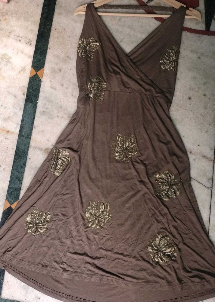 Embroidered Wrap Dress